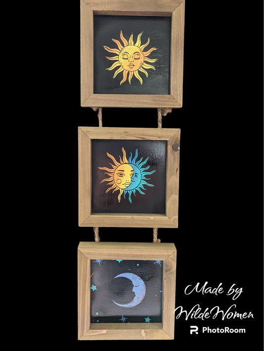 Sun and Moon Hand Painted Wall Hanging