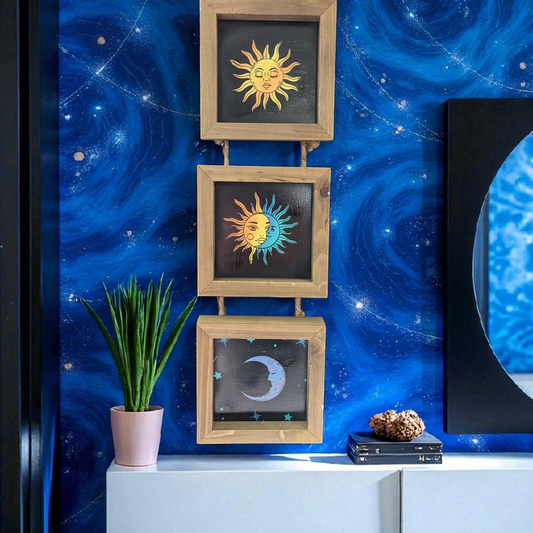 Sun and Moon Hand Painted Wall Hanging